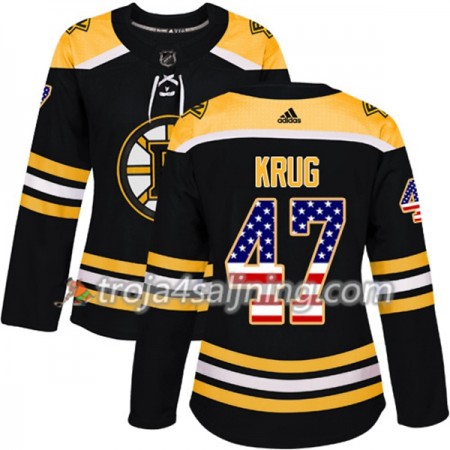 Boston Bruins tröja Torey Krug 47 Adidas 2017-2018 Svart USA Flag Fashion Authentic - Dame NHL Tröjor